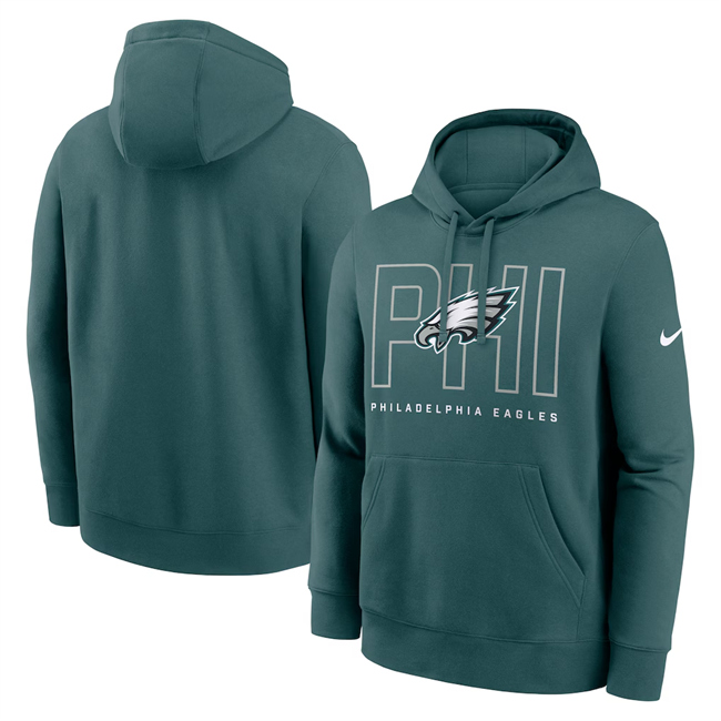 Men's Green Philadelphia Eagles Midnight Busted Play Club Fleece Pullover Hoodie